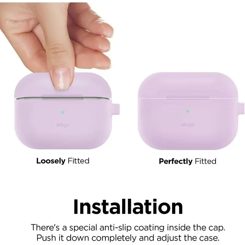 Чохол Elago Silicone Hang Case Lavender for AirPods Pro 2nd Gen лавандовий (EAPP2CSC-ORHA-LV) - фото 2