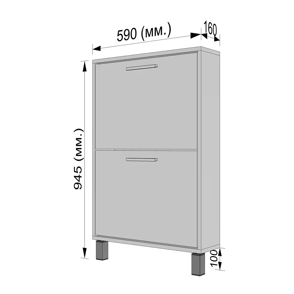 Полиця для взуття Flamecame підлогова на 2 шухляди з ДСП F-158 Чорний - фото 3
