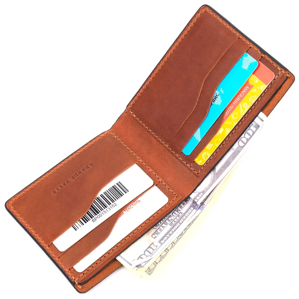 Мужской кожаный кошелек Grande Pelle 11.5х9х1 см acs0023997 - фото 4
