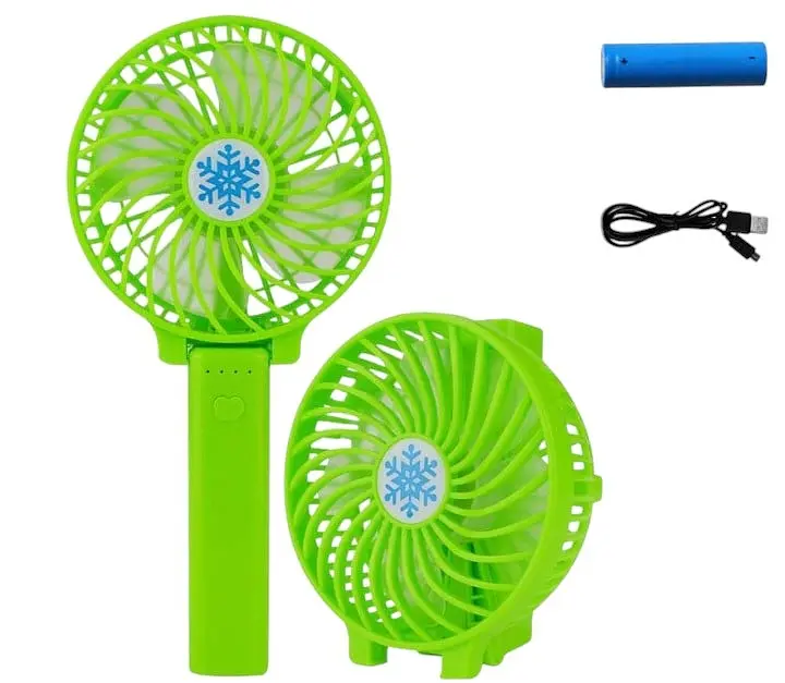 Вентилятор міні акумуляторний з ручкою USB діаметр 10см Handy Mini Fan зелений