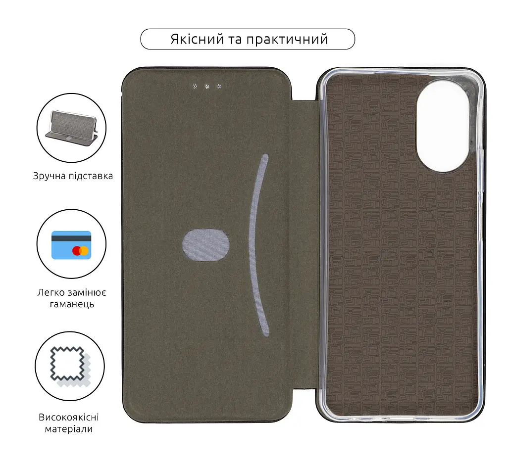 Чехол-книжка для OPPO A38 4G/A18 4G, G-Case, черный, кожаный чехол-книга из экокожи (PU) и TPU, с магнитом, с подставкой и вместительным кардхолдером, противоударный, защита всего корпуса, ArmorStandart (ARM71035) - фото 3