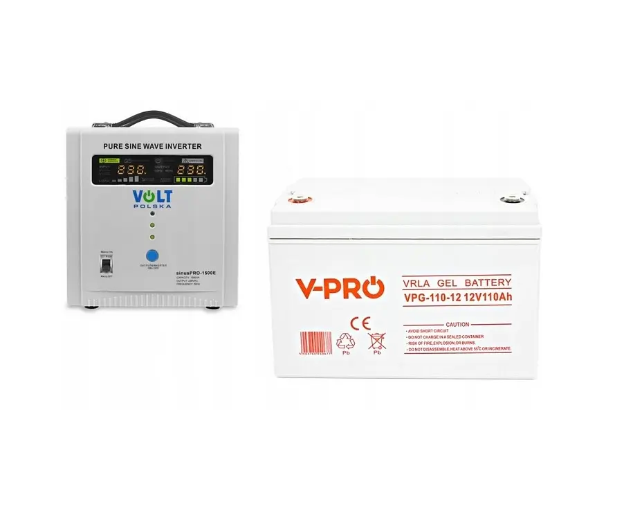 Аварійний комплект Volt Polska SINUS PRO 1500 E 12/230V 1050/1500W + акумулятор VOLT GELL 110Ah 12V