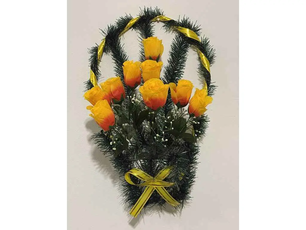 Корзина з квітами MEMORI №4 "Троянди" 50х30см жовто-помаранчевий