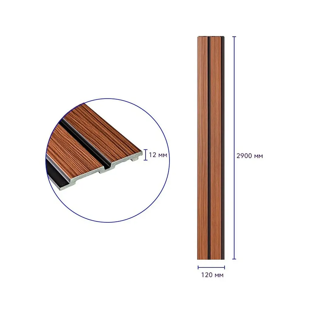 Рейка декоративна Wall Sticker PS 2900х120х12 мм Темний дуб SW-00001746 - фото 3