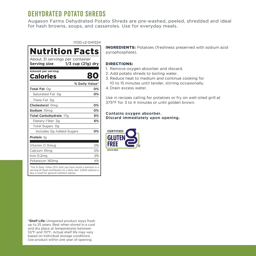 Сублімована картопля з великим терміном придатності 25 років Augason Farms, 31 порція (101079) - фото 3