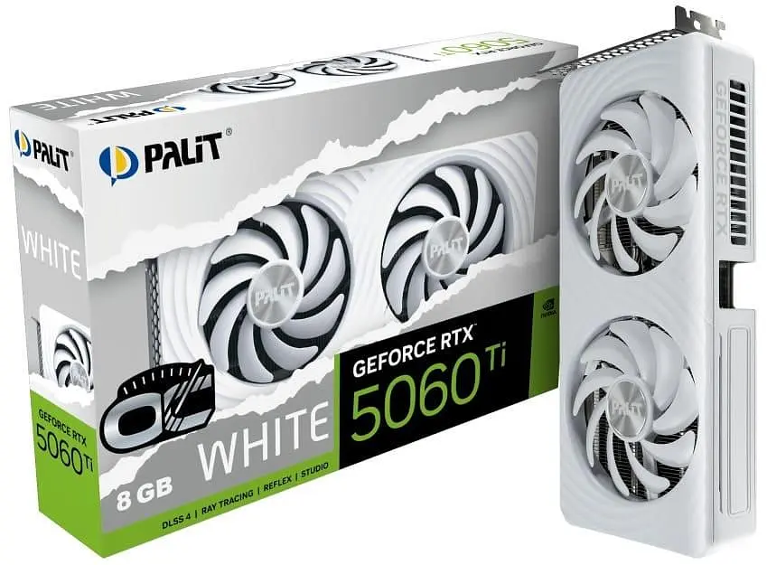 Відеокарта Palit RTX 5060 Ti 8GB WHITE OC (NE7506TU19P1-GB2062M) (GDDR7, 128 bit, PCI-E v5.0 x8) - фото 6