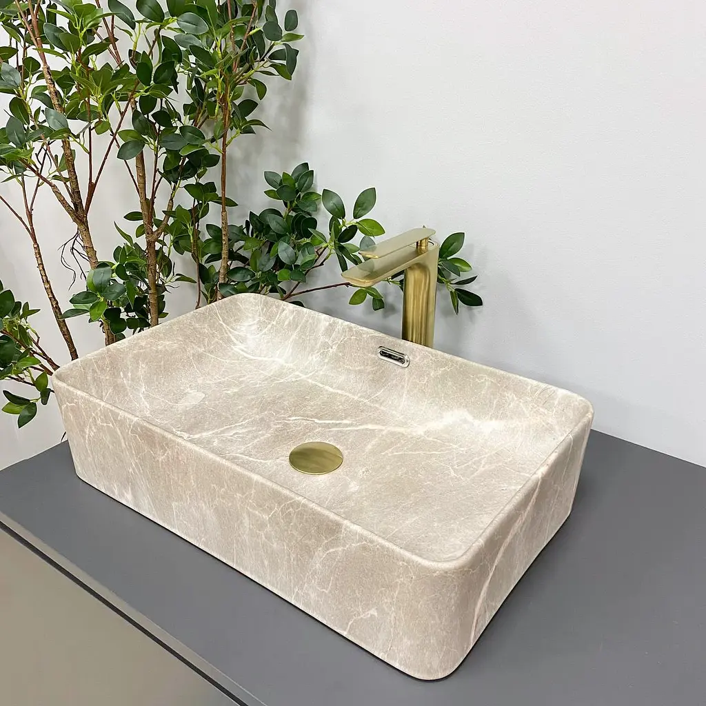 Умивальник VBI Arabba M beige stone matt накладний VBI-013504 - фото 3