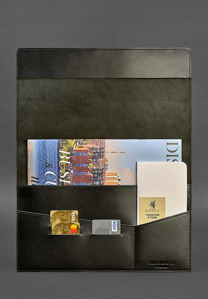 Кожаная папка для документов А4 (на магнитах) черная - фото 3