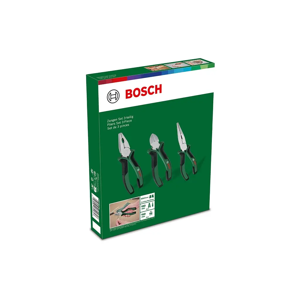 Плоскогубці Bosch набір 3 шт, комбіновані, подовжені, бокорізи (1.600.A02.C0S) - фото 9
