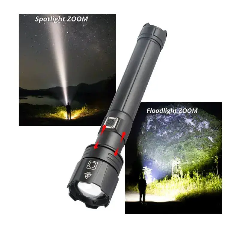 Фонарик Bailong BLL6-P90 Zoom 3 рез., алюминий, водоударопрочный, аккумулятор - фото 4
