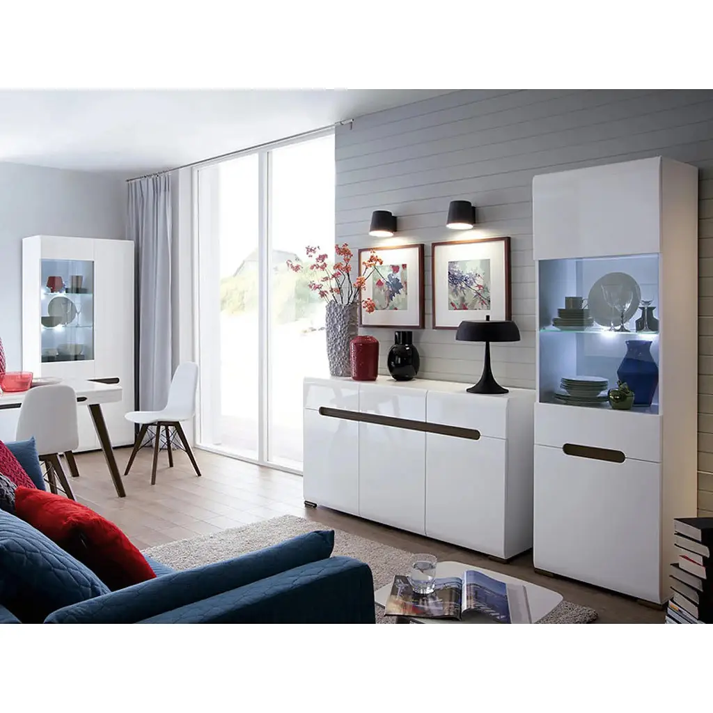 Пенал-вітрина ВМК Ацтека REG1W1D/21/6 з підсвіткою Білий/Білий глянець (GRB-1662) - фото 3