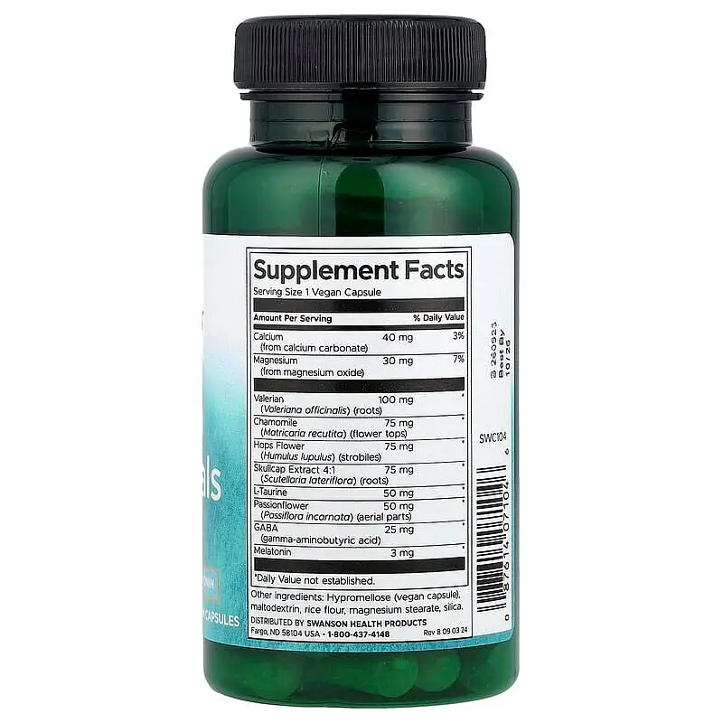 Комплекс для сну Swanson Sleep Essentials, 60 вегакапсул - фото 2