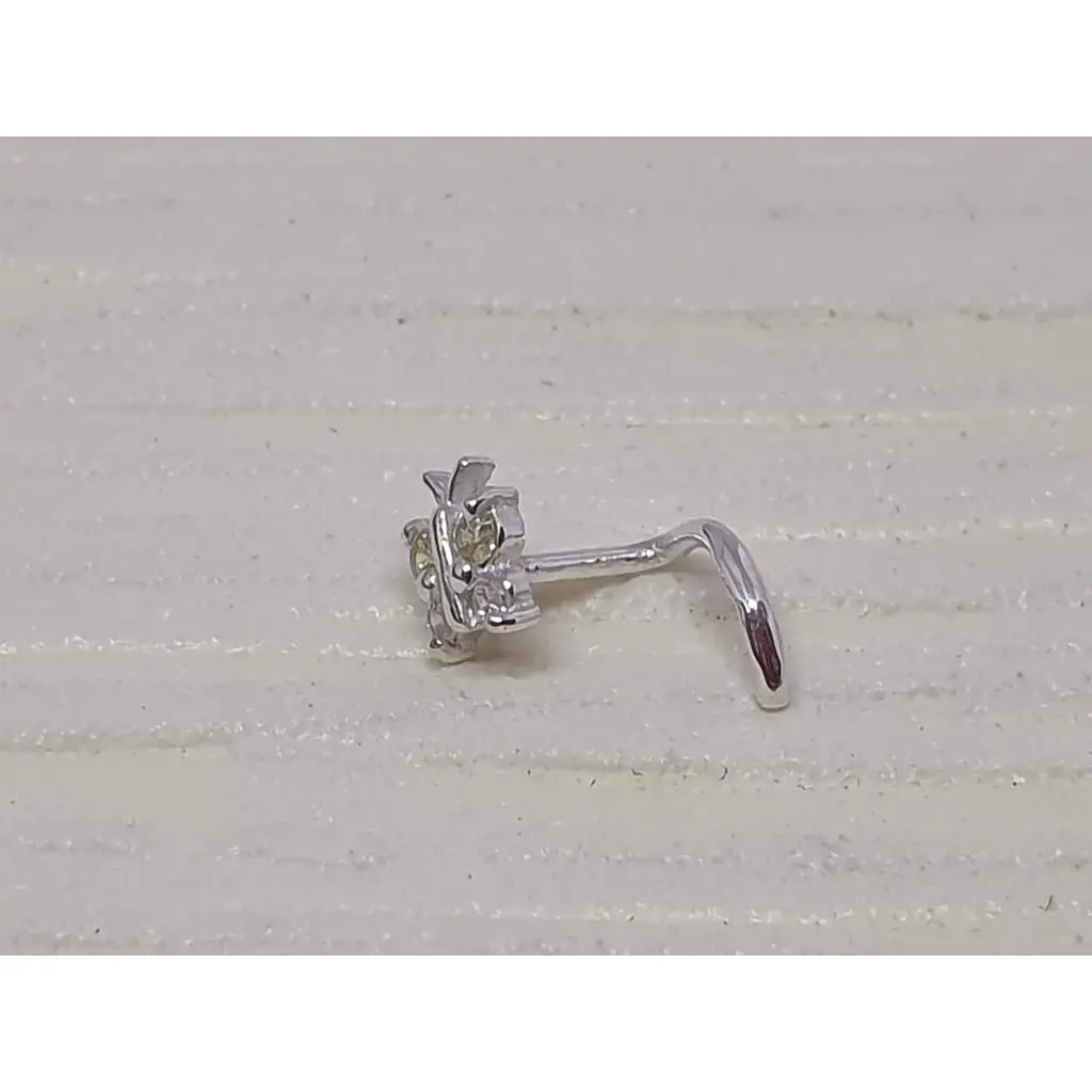 Срібна сережка-пірсинг в ніс Dear. 1041.2С Шампань - фото 2