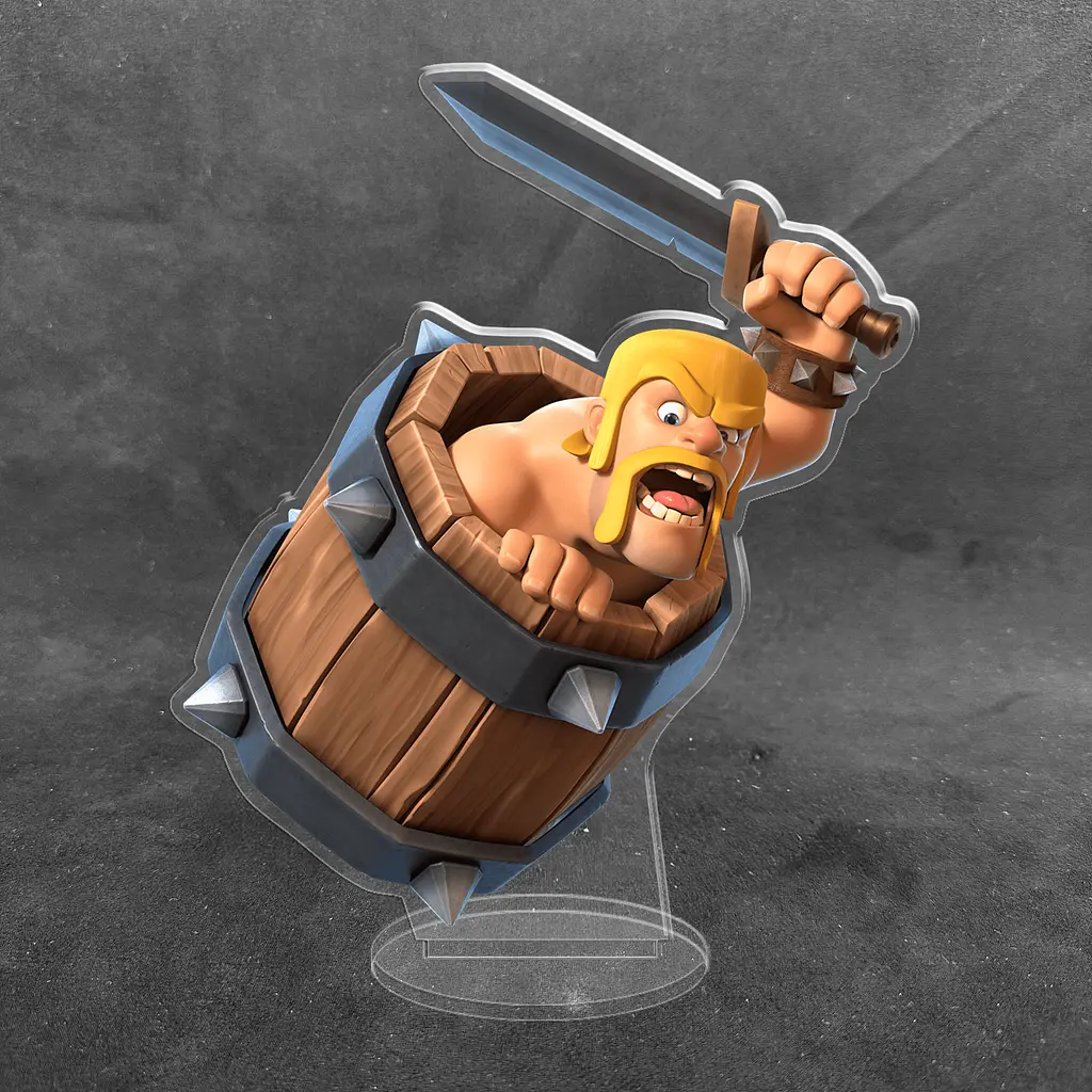 Акрилова колекційна фігурка Clash of Clans, Clash Royale Персонаж Варвар у бочці 15 см