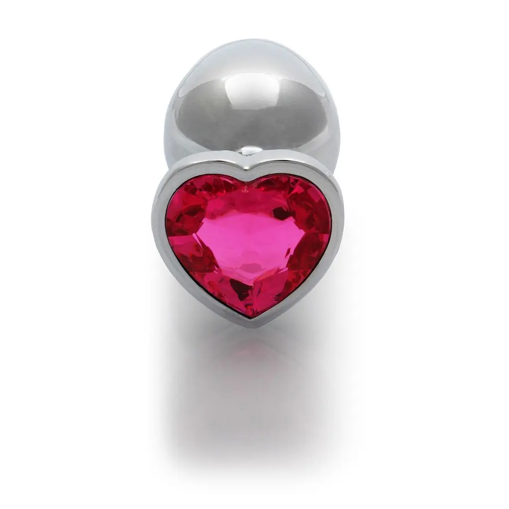 Анальна пробка Ouch! Heart Gem Butt Plug Small, 6.9 см (сріблястий) - фото 5