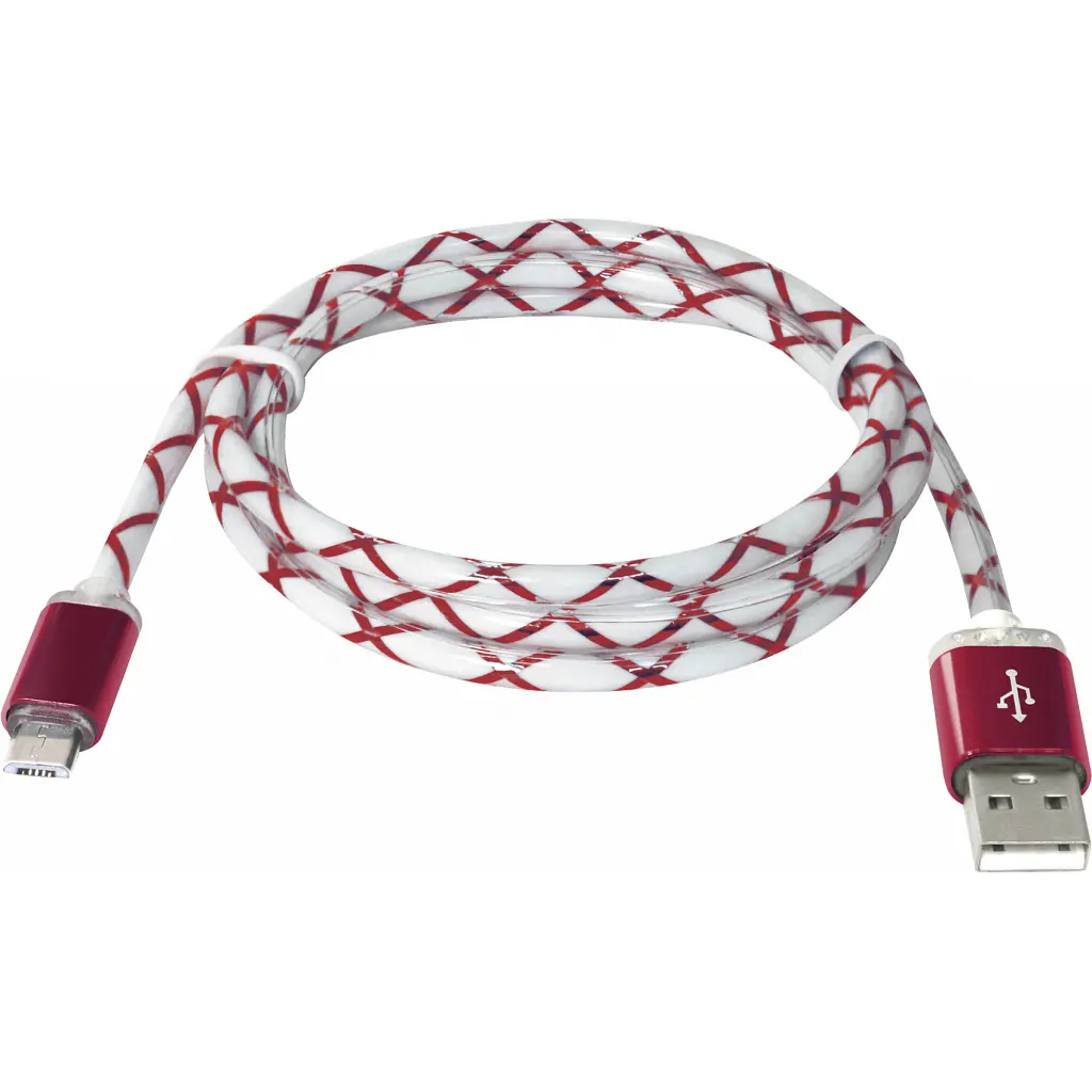 Дата кабель USB 2.0 AM to Micro 5P 1.0m RedLED backlight Defender (87556) - фото 2