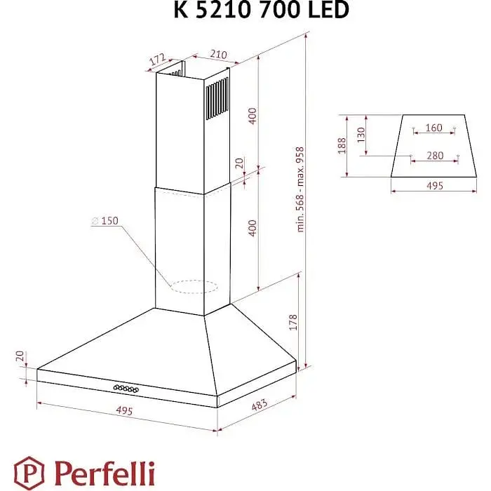 Вытяжка Perfelli K 5210 WH 700 LED - фото 8