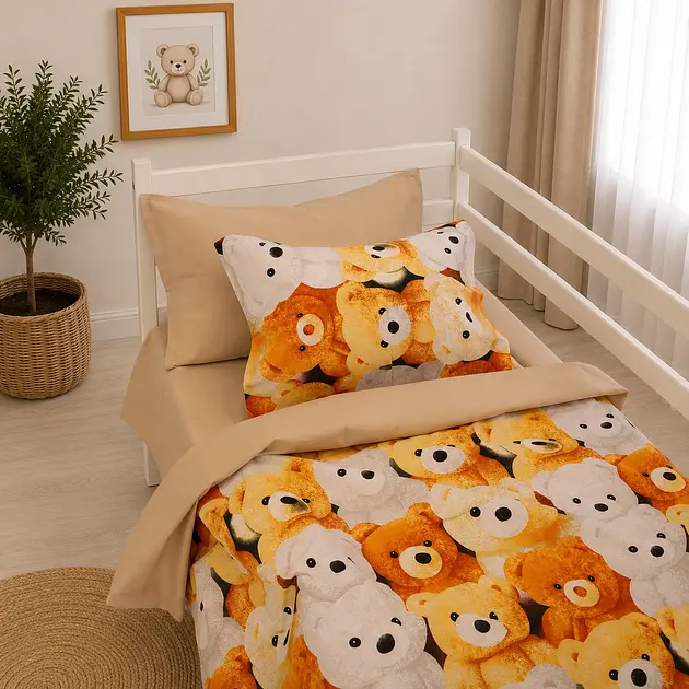 Комплект постільної білизни Ranforce Elite MirSon JUNIOR Teddy Honey 143 x 210 см (2200013681908)