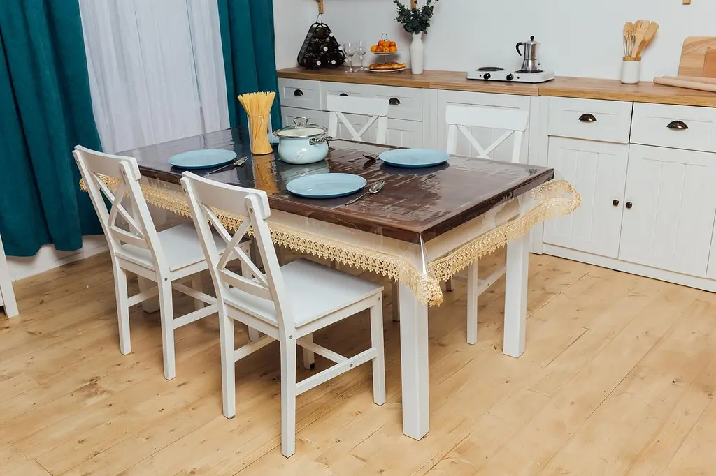 Силіконова скатертина з золотим мереживом 7 см 390х190 см - фото 4