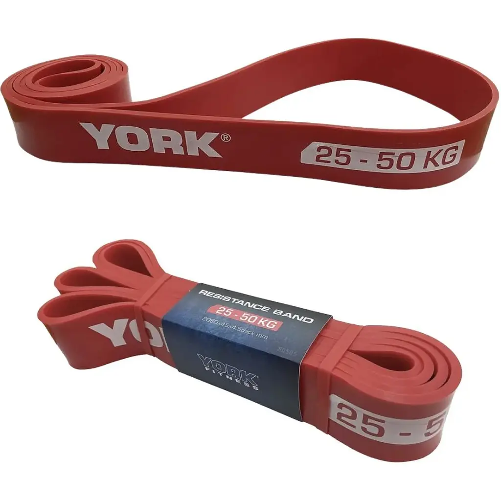 Резинка для фітнесу York Fitness 25-50кг - 2080x45x4,5 мм, червоний - фото 5