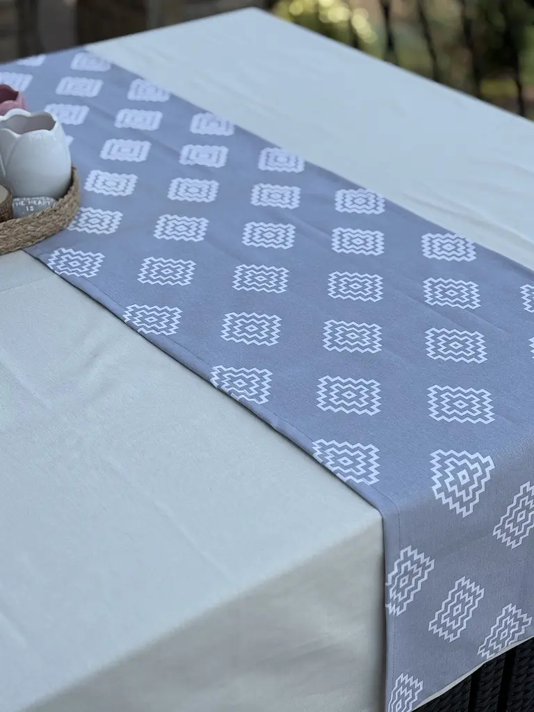 Ранер доріжка Ecotton DUCK 45x170 см для обіднього столу водовідштовхувальна сірого кольору геометрія (25147) - фото 5