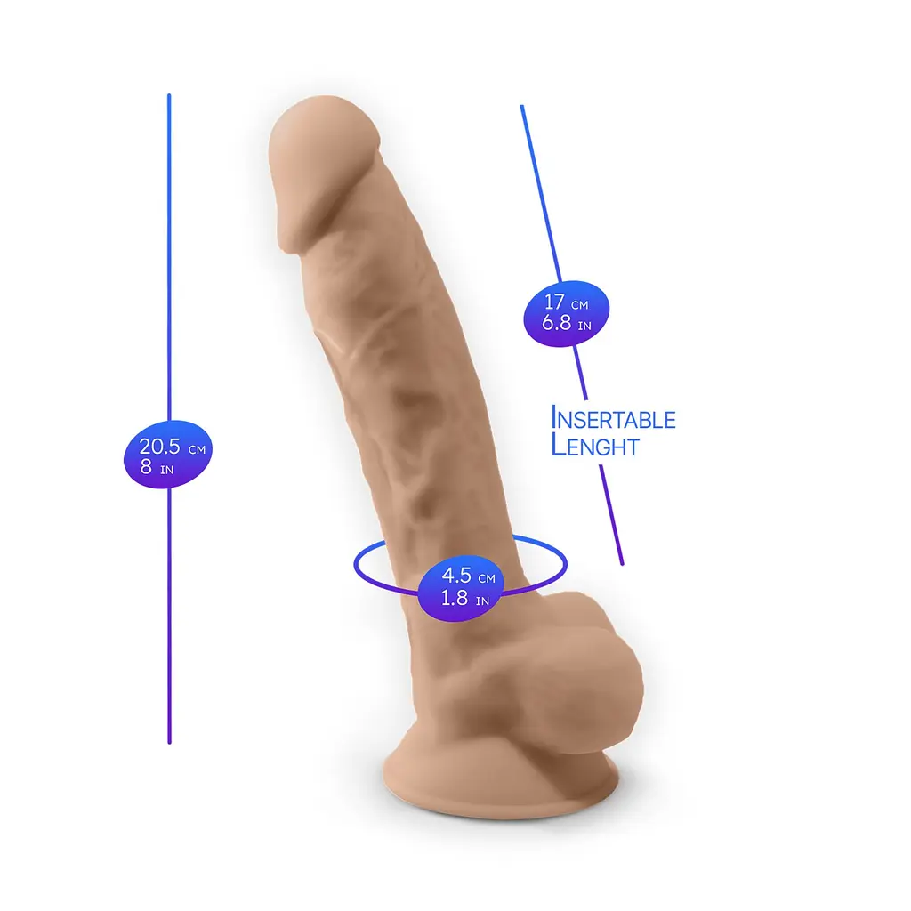 Вибратор Silexd Premium Silicone Dildo Model 1 Size 8 LRS 20 см телесный - фото 5