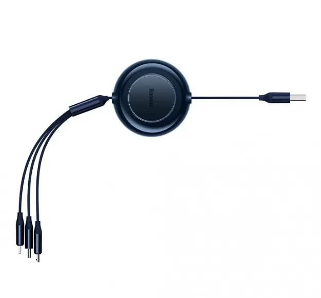 Кабель Baseus Bright Mirror 2 Series 3-in-1 Cable USB to MicroUSB+Lightning+Type-C 3.5A 1.1m CAMJ010003 Blue - фото 3