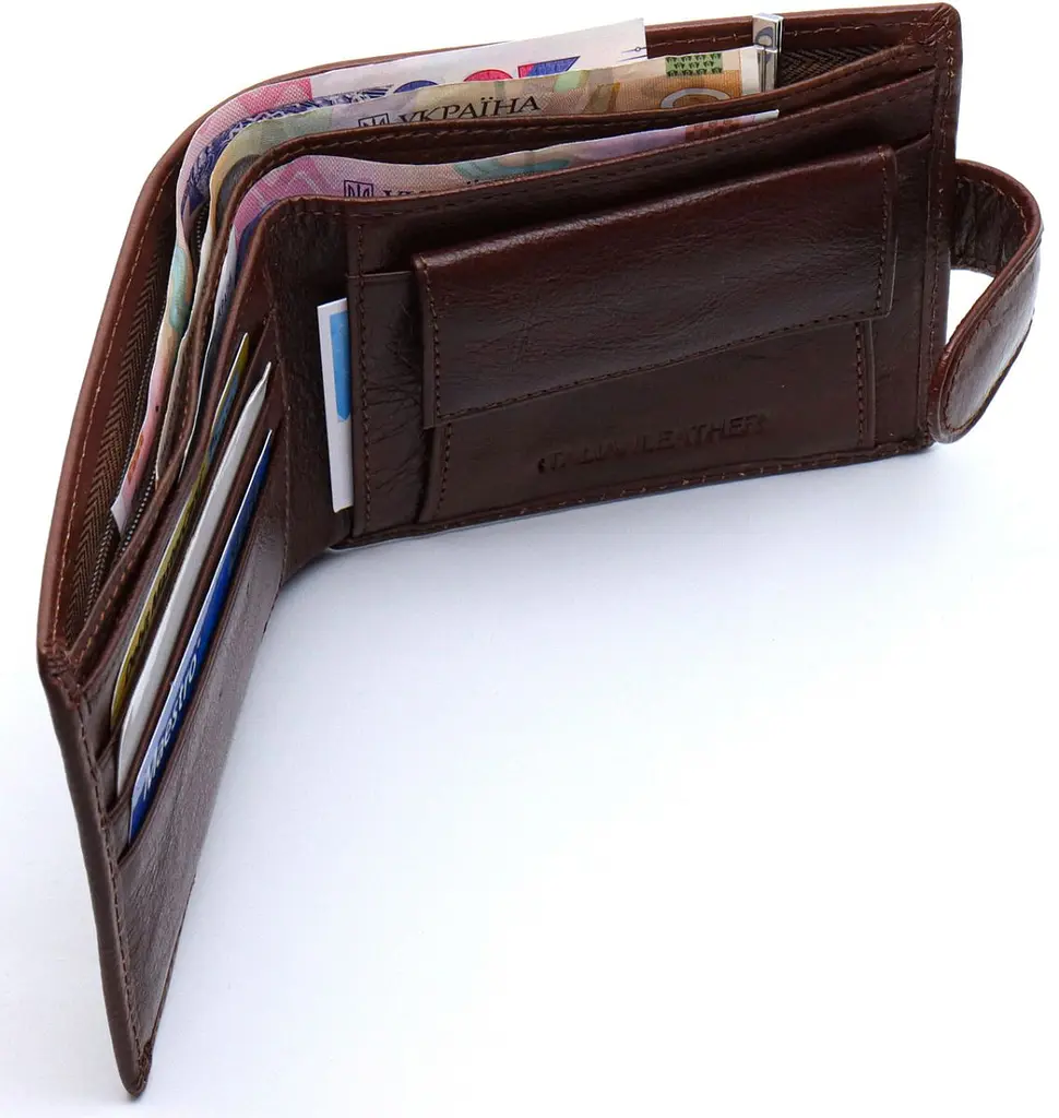 Чоловіче портмоне з натуральної шкіри ST Leather B104 коричневе 9,5 см - фото 5