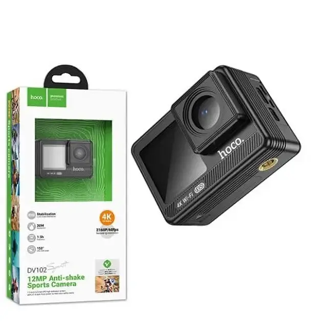 Экшн-камера Hoco DV102 4K Anti-Shake, Wi-Fi водонепроницаемая, спортивная, цифровая стабилизация черная - фото 5