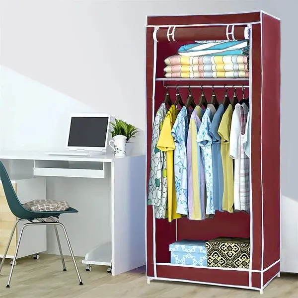 Шкаф тканевый Stenson раскладной 75х45х150 см wine red (26033) - фото 4