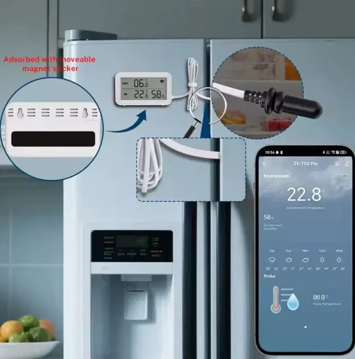 Датчик розумний - міні метеостанція WI-FI термометр гігрометр Tuya TH03 (75x44x17 мм) - фото 5