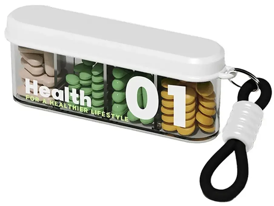 Органайзер для таблеток з ремінцем MEMOSAN Health 01 Portable Pill Organizer with Lanyardводонепроникний з 4 відділеннями