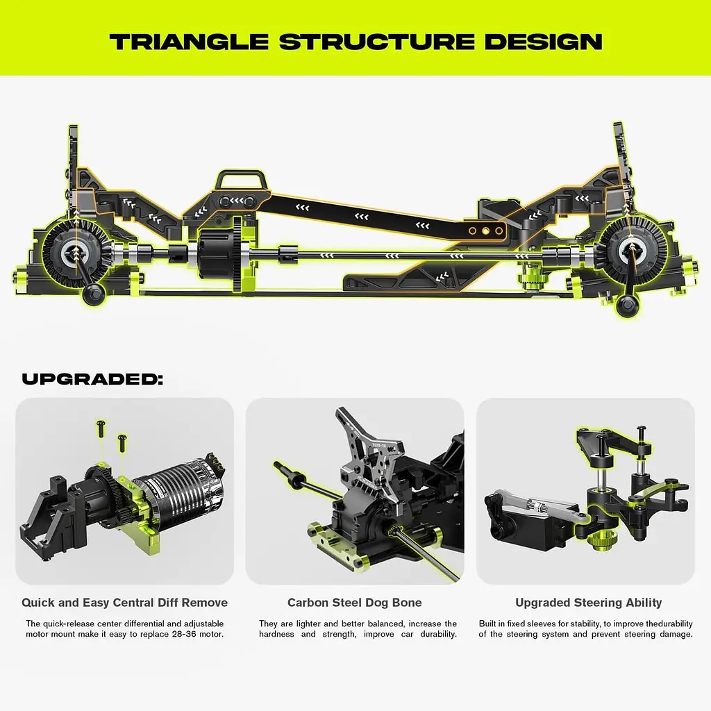 Машинка на радіокеруванні AMORIL 1/10 RTR Безщіткові швидкі RC автомобілі для дорослих, максимум 50 миль на годину Б/в - фото 7