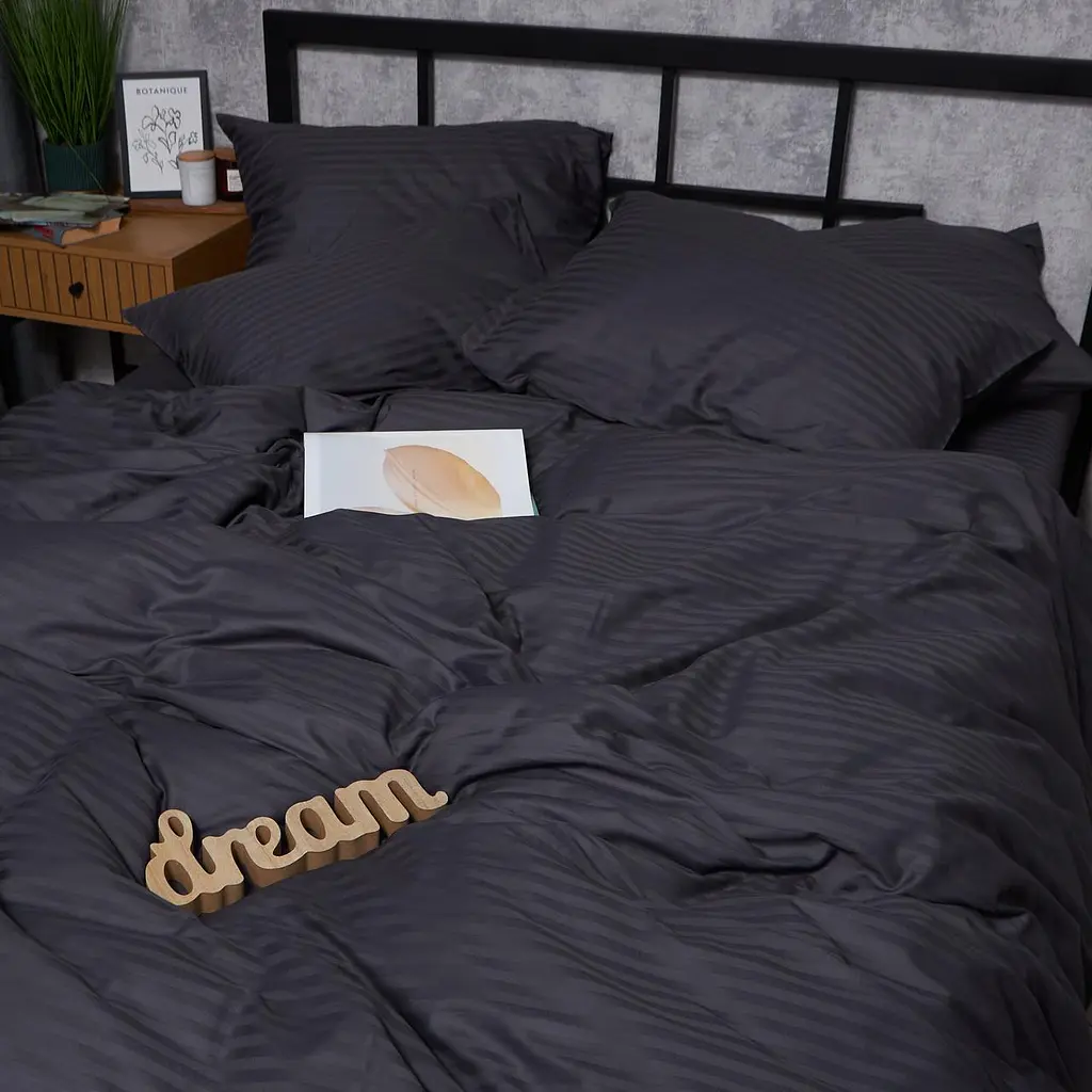 Комплект постельного белья Moon&Star Satin Stripe Dark Serenity Полуторні 143х210 наволочки 2х50х70 - фото 5