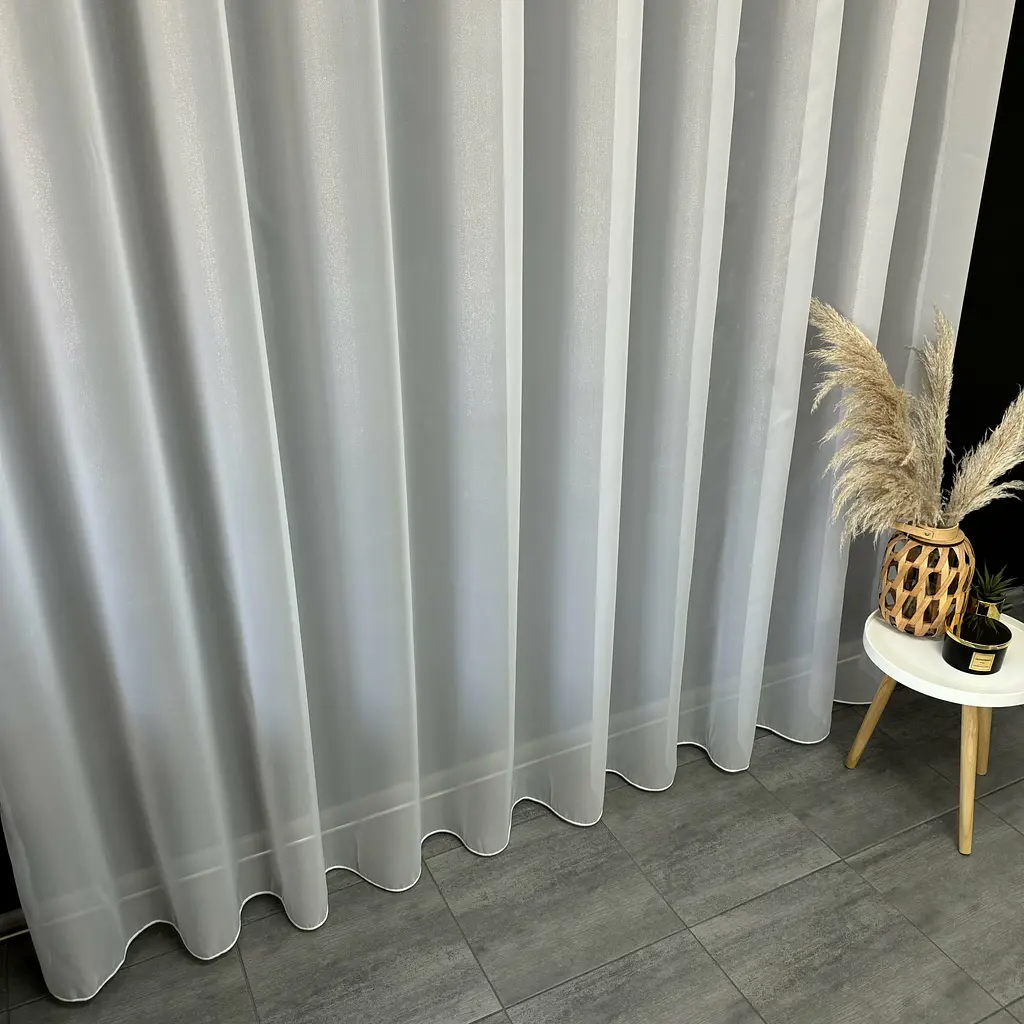 Турецький тюль креп з люрексом білий 400х270, люверси ALBO pbe0052338 - фото 4