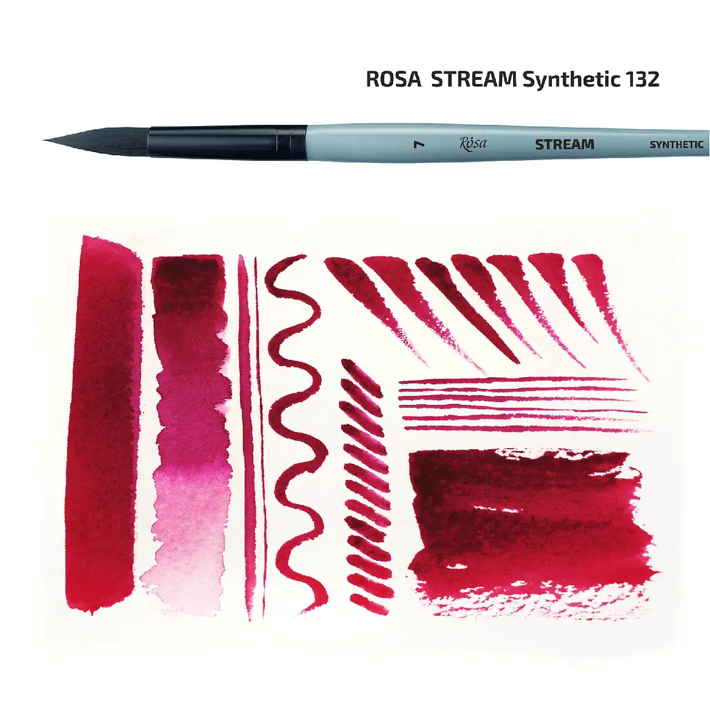 Кисть синтетика круглая STREAM 132 №0 короткая ручка Rosa - фото 3