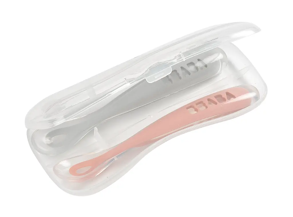 Набор силиконовых ложок Beaba, розовый, серый, (913469) - фото 2