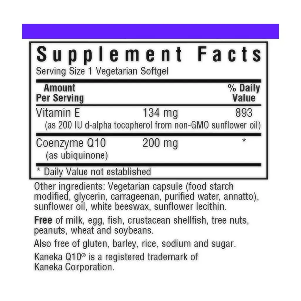 Коензим Q10 Bluebonnet Nutrition CoQ10 200 мг 30 вегетеріанських капсул - фото 2