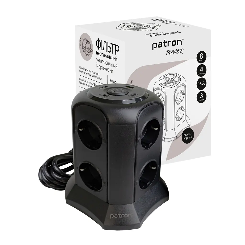 Мережевий фільтр живлення Patron SP-1683-USBT (EXT-PN-SP-1683-USBT) - фото 3