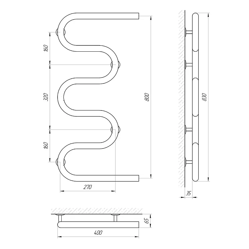 Водяна рушникосушка Laris Змійовик 30 РС5 400x800 1/2'' 71207234, Хром - фото 2