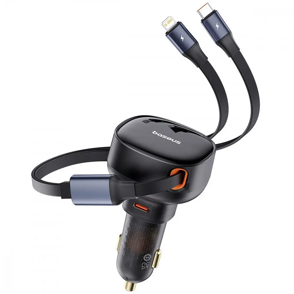АЗП Baseus Enjoyment Pro 60W (Type-C) + Retractable Type-C+Lightning Cables, в асортименті - фото 6