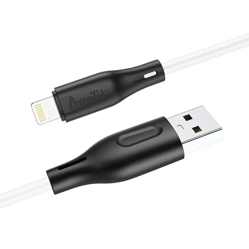 Кабель Avantis AC-87i Silicone USB – Lightning- чорно-білий - фото 3