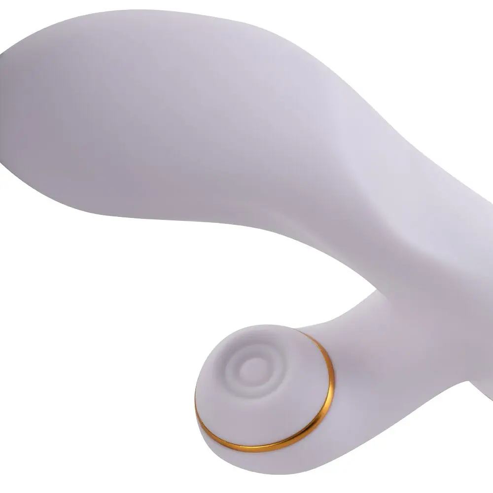 Вібратор-кролик з пульсацією та флогером LOCKINK SEVANDA Whip Vibrating Massage Wand, біло-золотий - фото 4