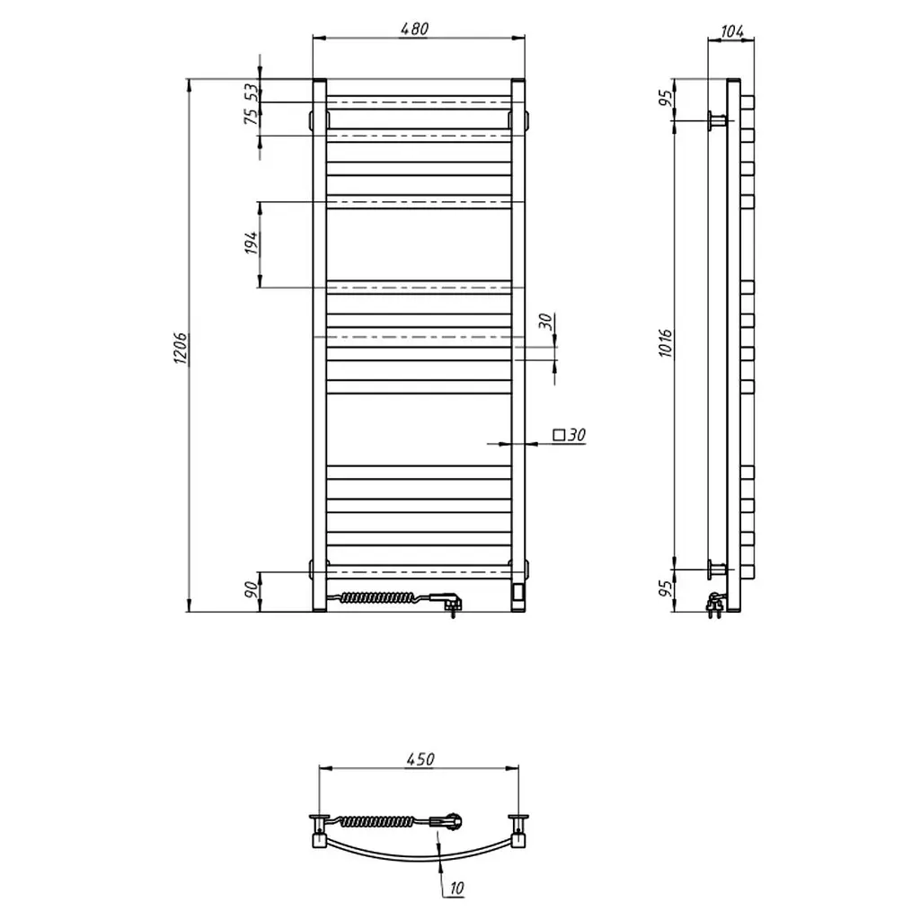 Електрична рушникосушка Navin Avalon 480x1200 Sensor ліва, біла 10-043153-5010, Білий, Ліве, Електронний - фото 9