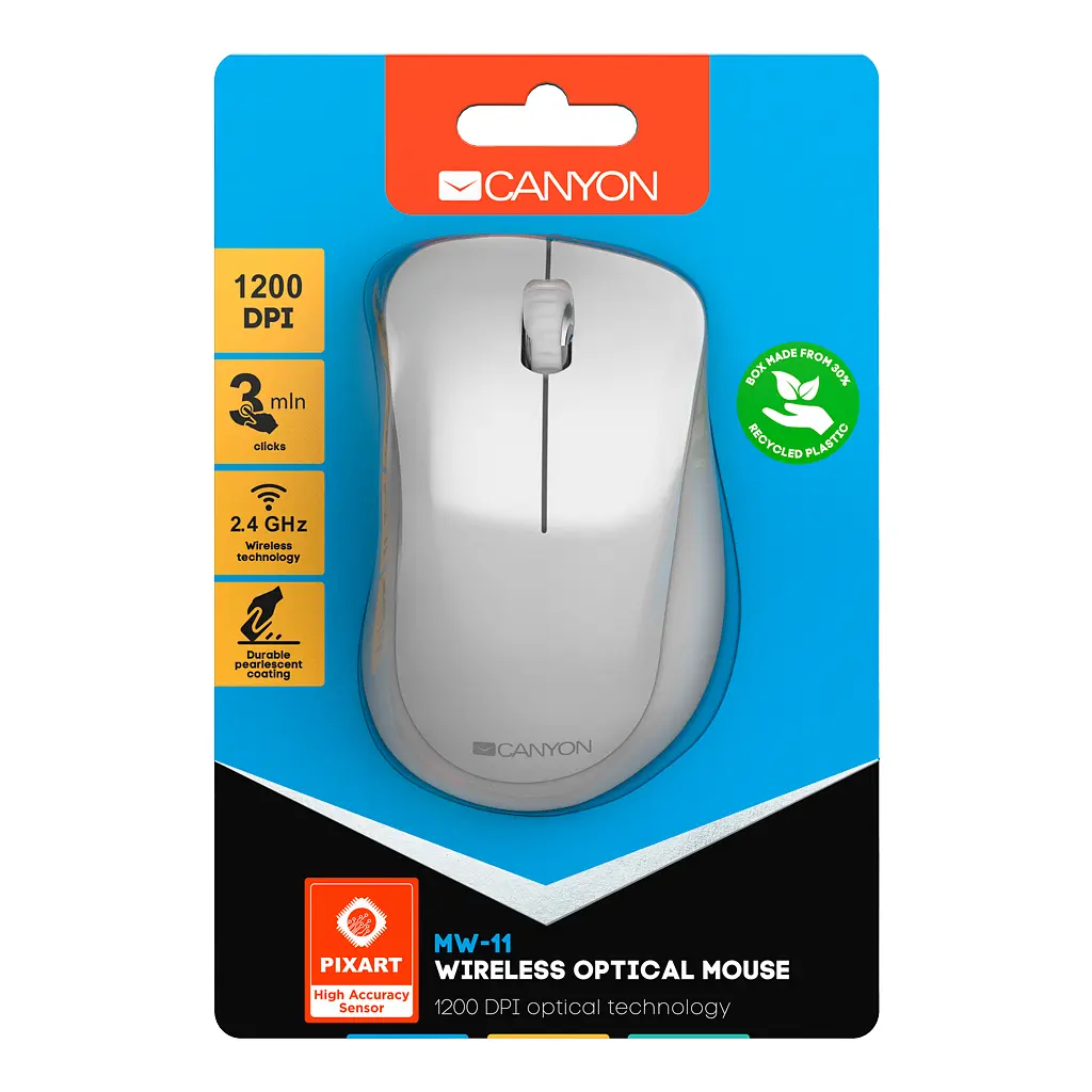 Мишка Canyon MW-11 Wireless Pixart White Grey (CNE-CMSW11PW) - фото 6