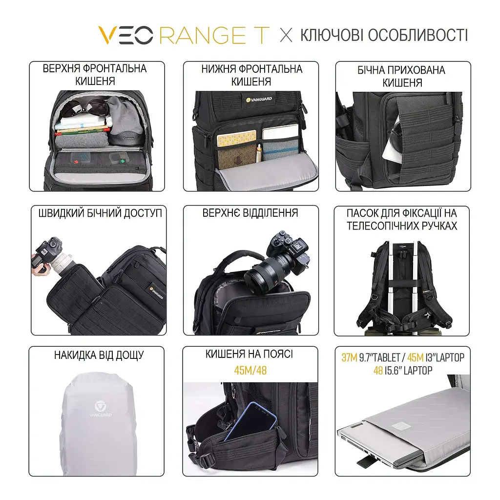 Рюкзак Vanguard VEO Range T 48 Beige (VEO Range T 48 BG), Хакі - фото 7