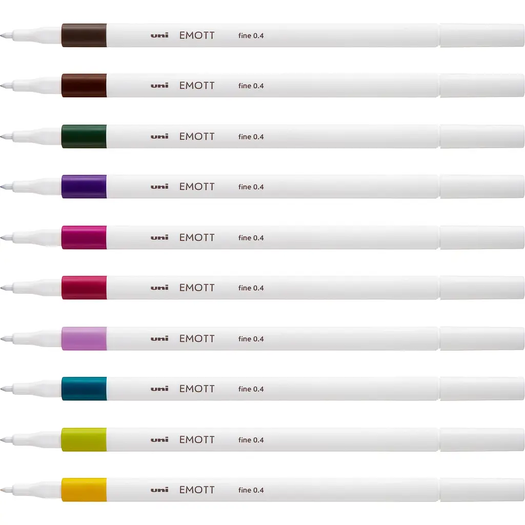 Набор лайнеров Uni Emott Fine Line Calm-tone Dark Color 0.4 мм 10 цветов (PEM-SY/10C.03CTDC) - фото 3