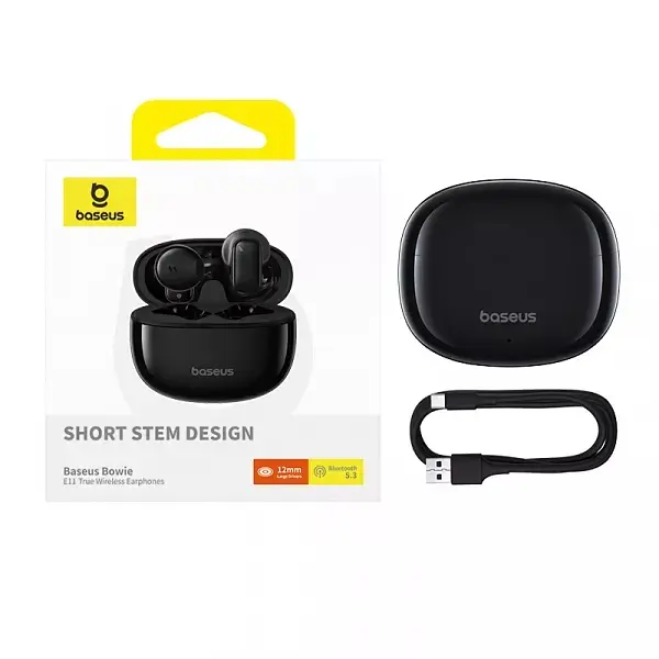 Беспроводные наушники Baseus Bowie E11 True Wireless Earphones, ENC, BT5.3, 40mAh, 400mAh, 7h, Black A00053500113-Z1 - фото 4
