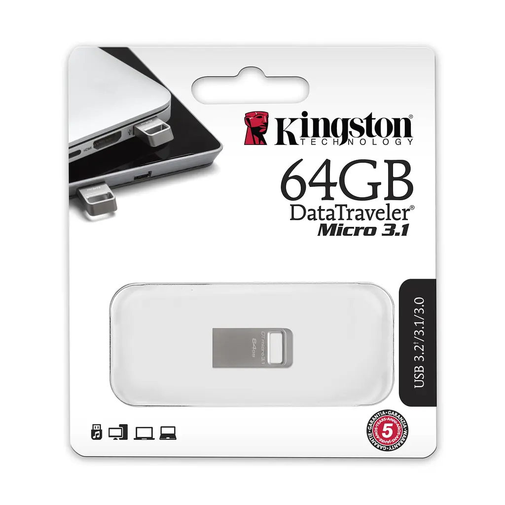 Накопитель 64GB USB 3.2 Type-A Gen1 DT Micro R200MB/s Kingston teh0013405 - фото 4