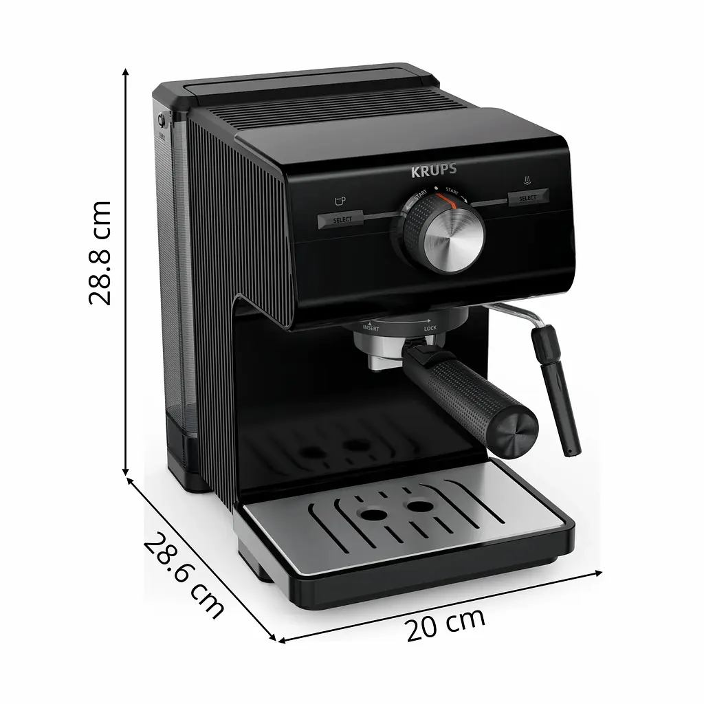 Кавоварка ріжкова Authentic C50 2л, мелена, ручний капучинатор, 15 бар, чорний Krups kuh0015268 - фото 3